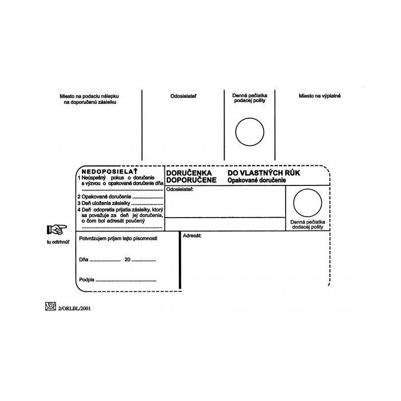 Poštové obálky B6 doručenka do VR OD, Nedoposielať, 100 ks