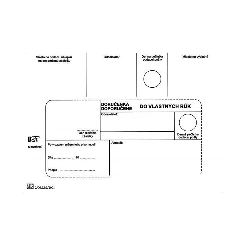 Poštové obálky B6 doručenka do VR bez OD, 100 ks