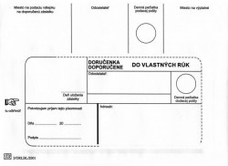 Poštové obálky B6 doručenka do VR bez OD, 1000 ks
