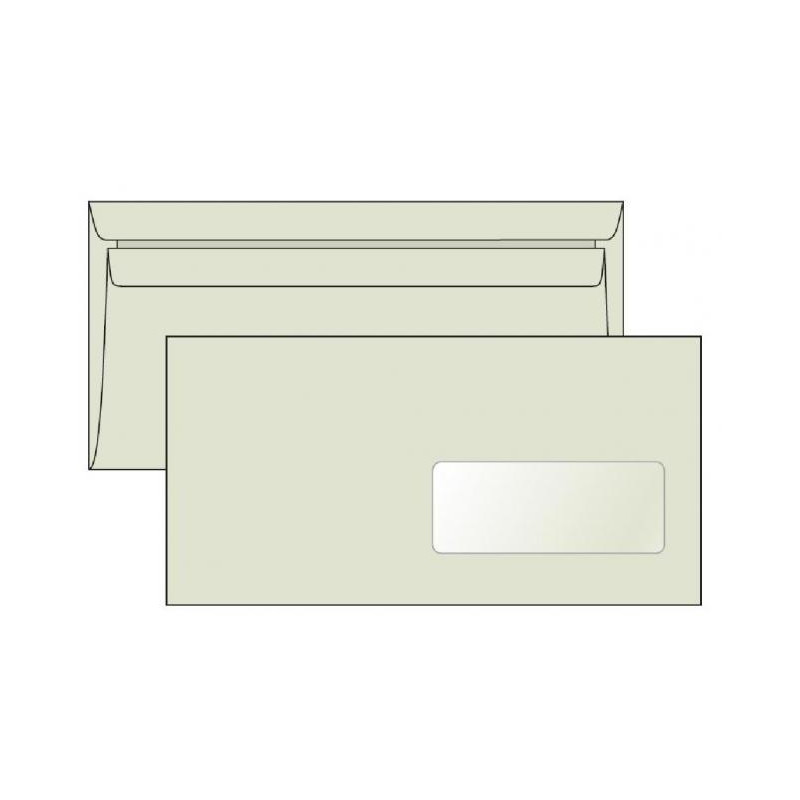 Poštové obálky DL samolepiace, okienko recyk. LETTURA 1000ks 80g